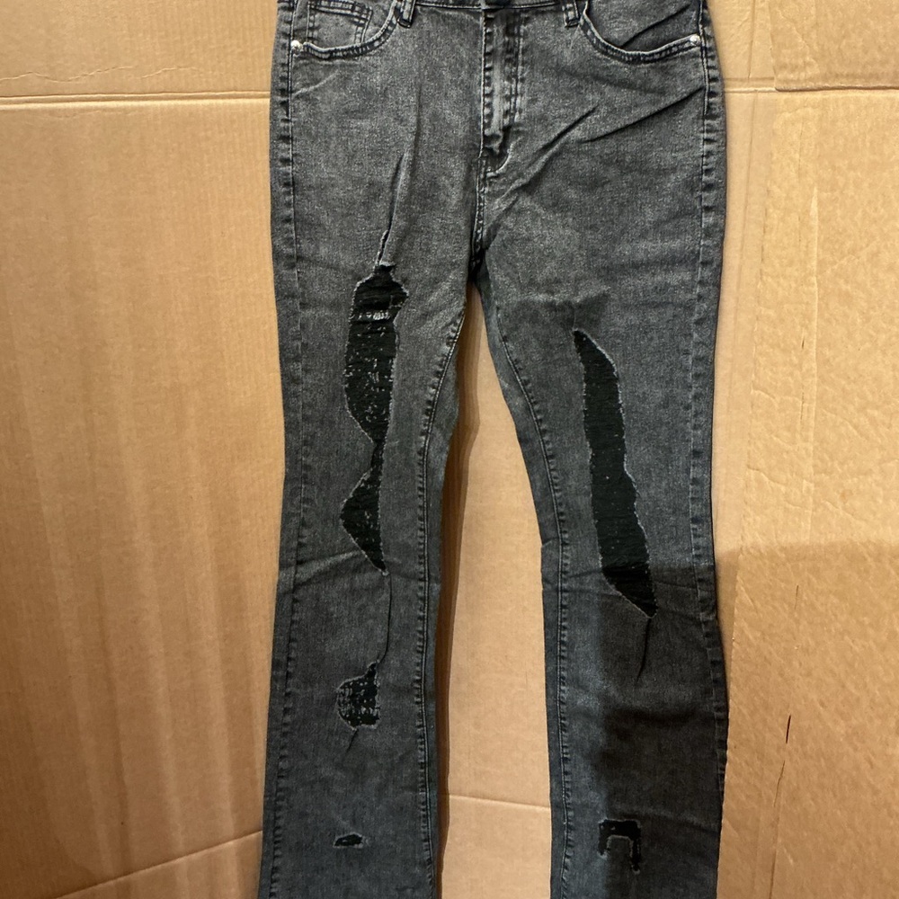 SHEIN Black Velvety-Lined Skinny Jeans